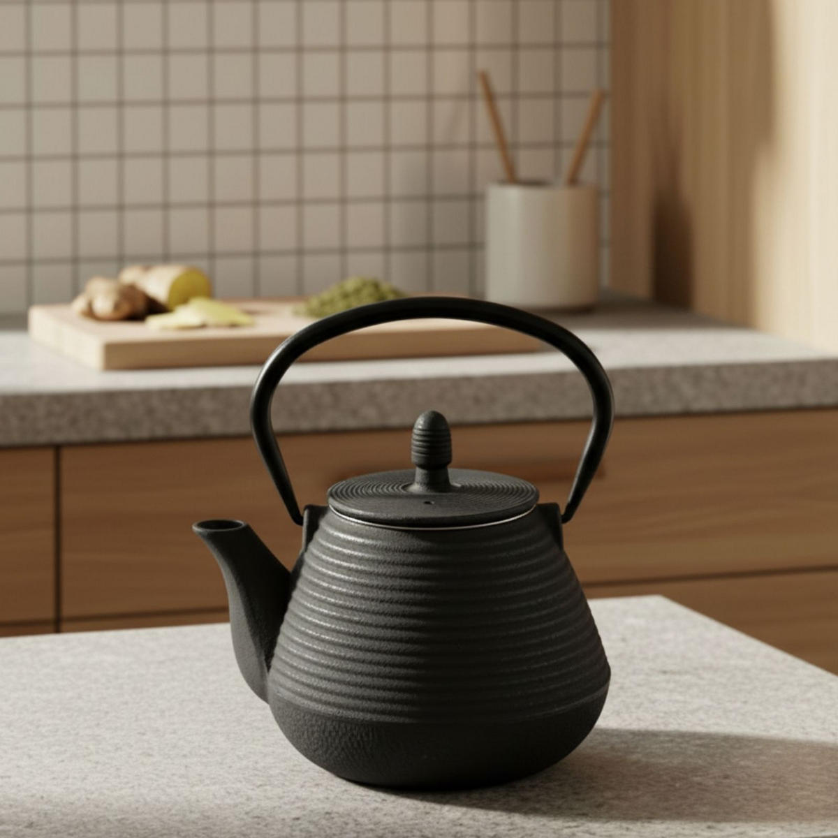 TEEKANNE Gusseisen Yuki 1000 ml - Schwarz, Metall (1L) - AROMELIO