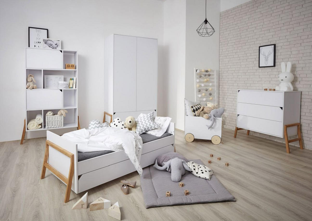 KINDERKLEIDERSCHRANK Lotta, 2-türig - Weiß, Holzwerkstoff (117/199/50cm) - RAUMHIRSCH FURNITURE