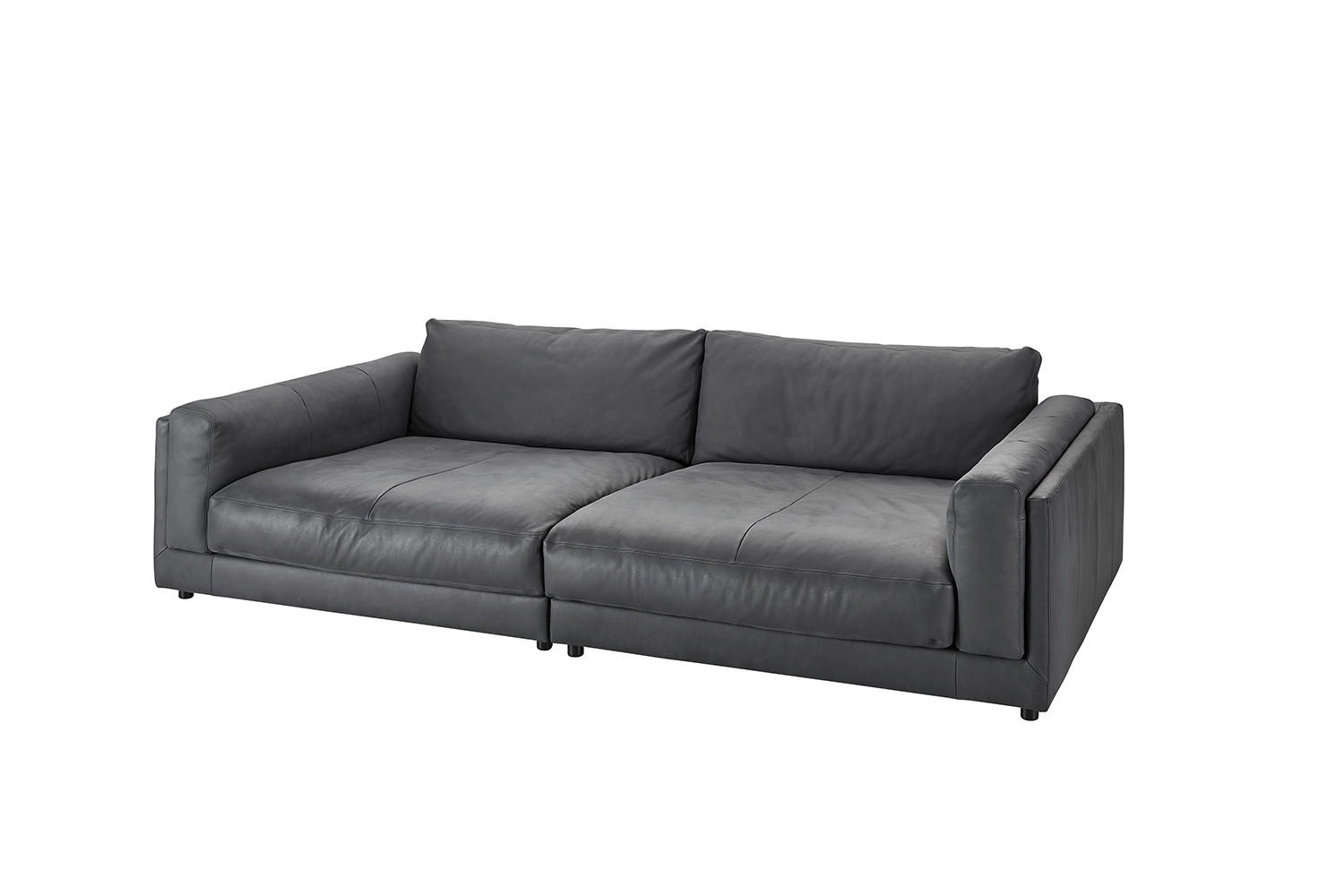 BIG SOFA RAINA Anthrazit Leder - Anthrazit/Schwarz, Leder/Kunststoff (254/85/150cm) - KAWOLA