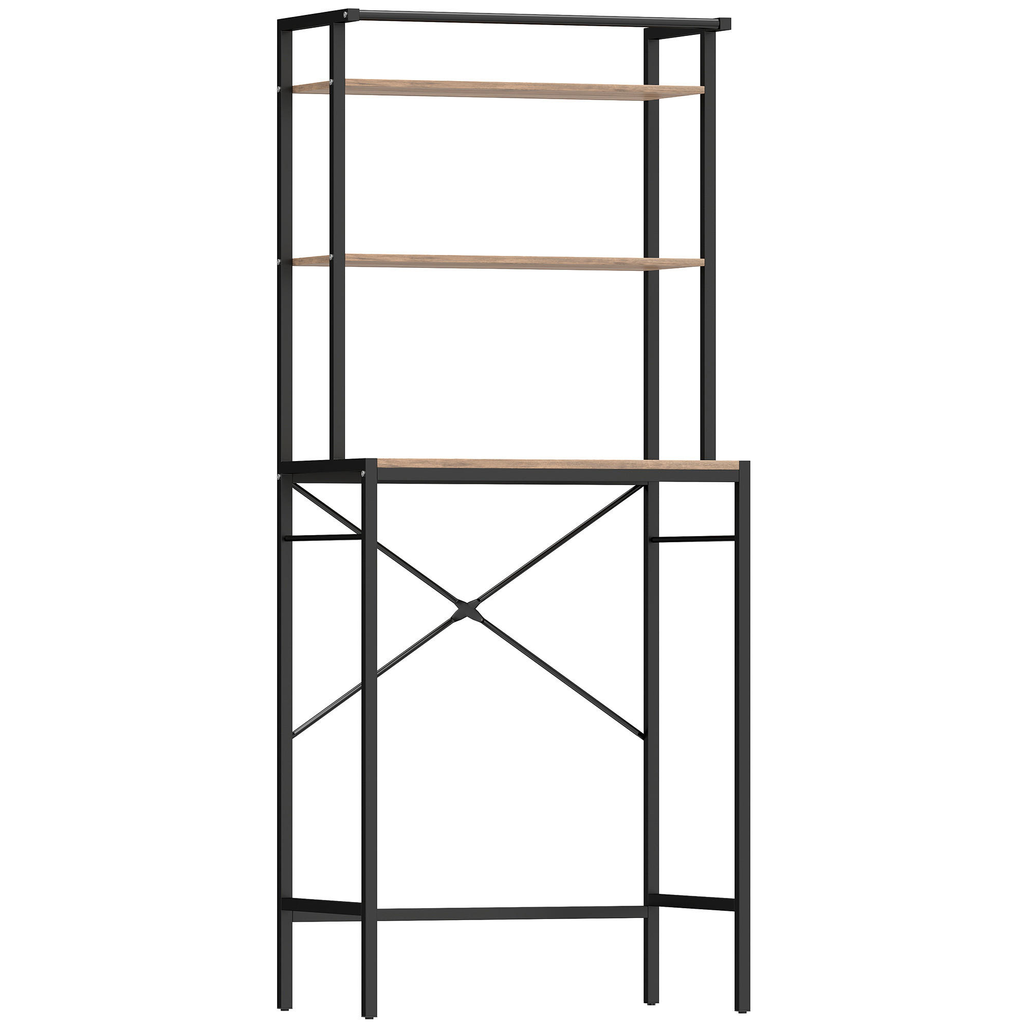 WASCHMASCHINENREGAL Metall Spanplatte Braun und Schwarz - Schwarz/Braun, Holzwerkstoff/Metall (40/161.8/67cm) - HOMCOM