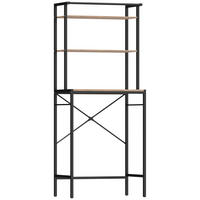 WASCHMASCHINENREGAL Metall Spanplatte Braun und Schwarz - Schwarz/Braun, Holzwerkstoff/Metall (40/161.8/67cm) - HOMCOM