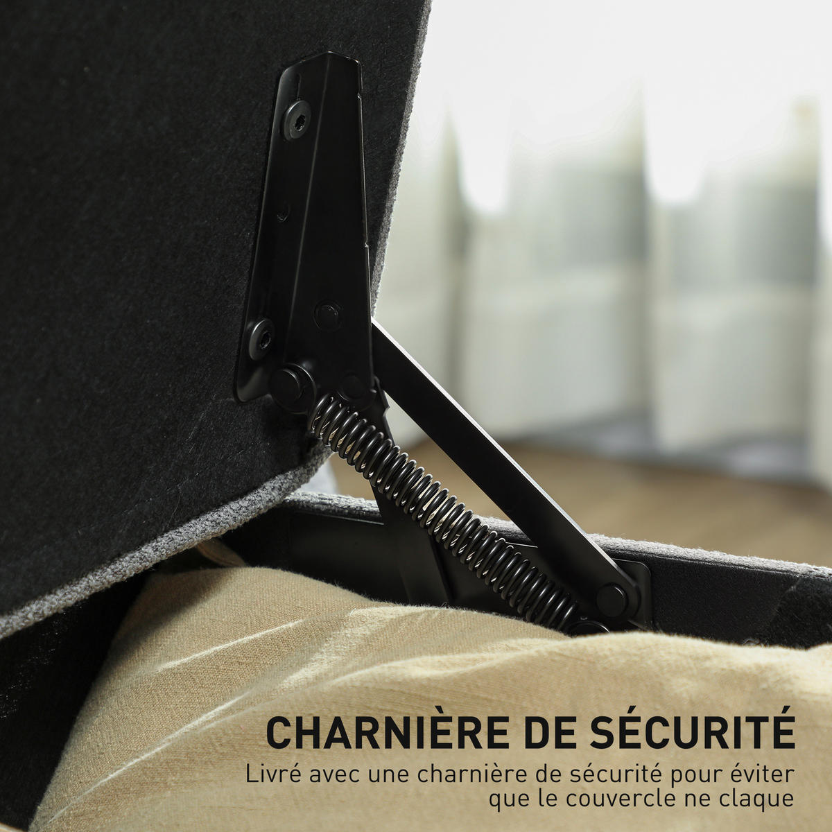 TRUHENBANK DE-16426 mit großem Stauraum (112 L) und Knopfheftung Dunkelgrau - Dunkelgrau, Textil (120/48/40cm) - ComfortXL