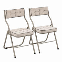 KLAPPSTUHL 2er-Set gepolstert faltbar Stahl Khaki - Braun, Metall (47/80/46cm) - Meubliv