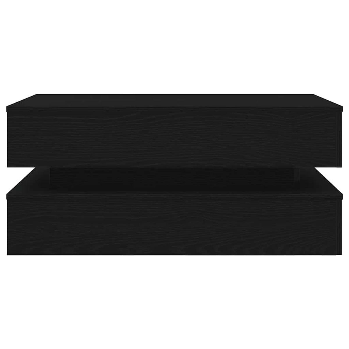 COUCHTISCH Moderner 90/50/40 cm aus Holzwerkstoff Schwarz Eichen-Optik mit Led-Leuchten - Schwarz, Holz (50/90/40cm) - vidaXL