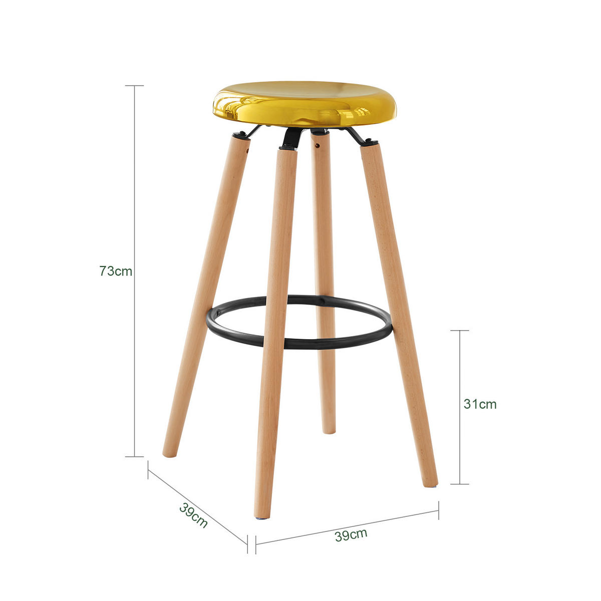 BARHOCKER Golden - Goldfarben, Metall (39/39/73cm) - SoBuy