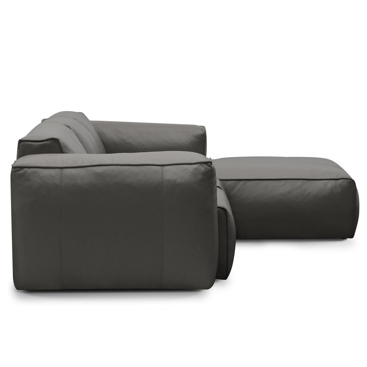 3-SITZER ECKSOFA mit Longchair - Schwarz/Grau, Leder/Kunststoff (251/173cm) - home24
