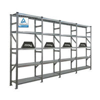 FACHBODENREGAL Proximo Stecksystem 200x360x40cm 5 Ebenen Fachlast 200 kg Beidseitig nutzbar Verzinkt - Silberfarben, Metall (360/200/40cm) - PROREGAL