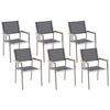 GARTENSTUHL 6er-Set grau Edelstahl Grosseto - Hellbraun/Silberfarben, Metall (55/87/58cm) - Beliani