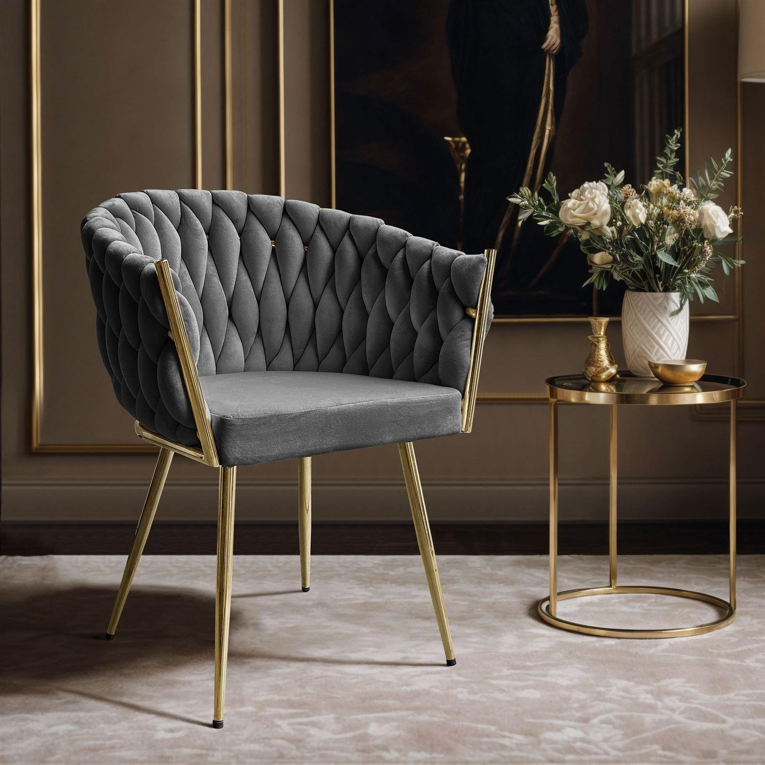 Thumbnail - Lookway Armlehnenstuhl, Grau, Textil, 65x73x54 cm, Esszimmer, Stühle, Esszimmerstühle, Armlehnenstühle