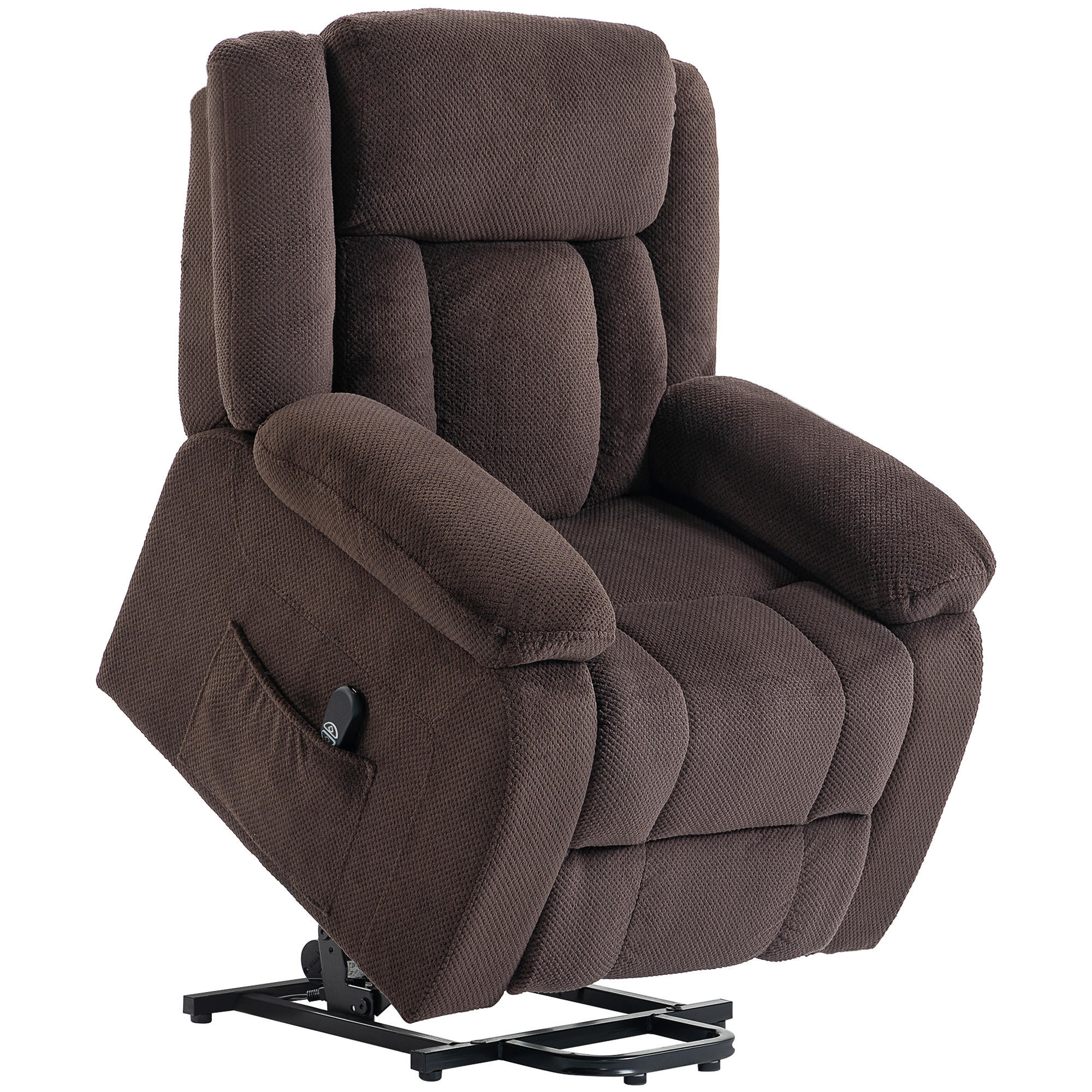 FERNSEHSESSEL-MIT-AUFSTEHHILFE Polyester Stahl Braun - Blau/Schwarz, Textil/Metall (92/105/94cm) - HOMCOM
