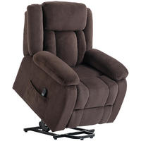 FERNSEHSESSEL-MIT-AUFSTEHHILFE Polyester Stahl Braun - Blau/Schwarz, Textil/Metall (92/105/94cm) - HOMCOM