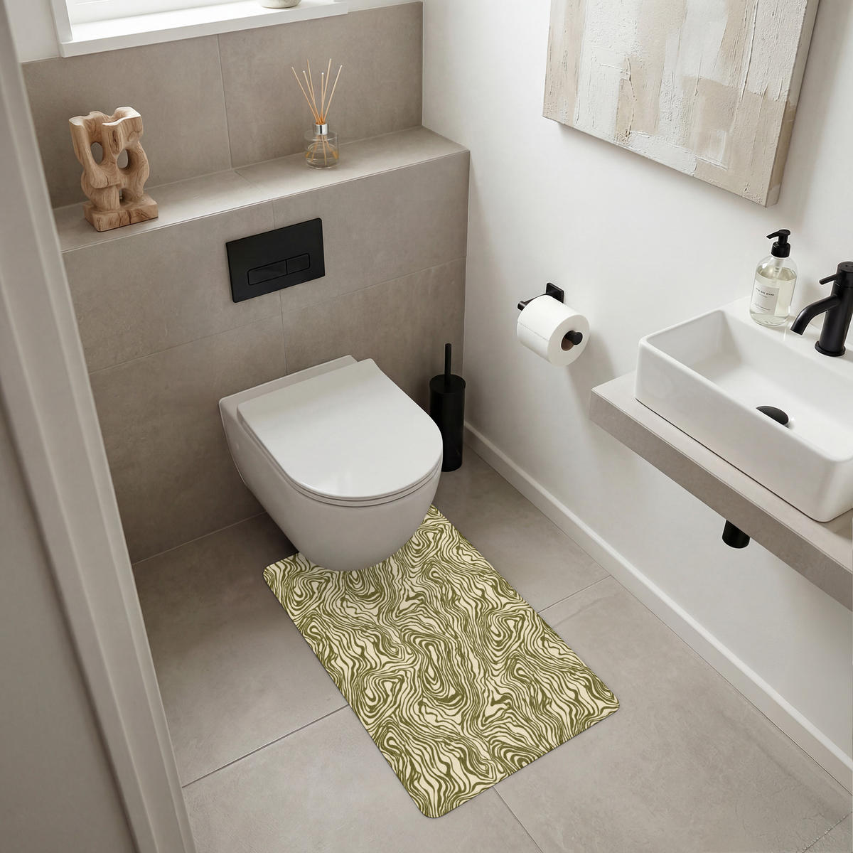 WC PŘEDLOŽKA Abstraktní - Mramor - Zelený 50x80 cm - tmavě zelená, textil/plast (50/1cm) - OnlyWow