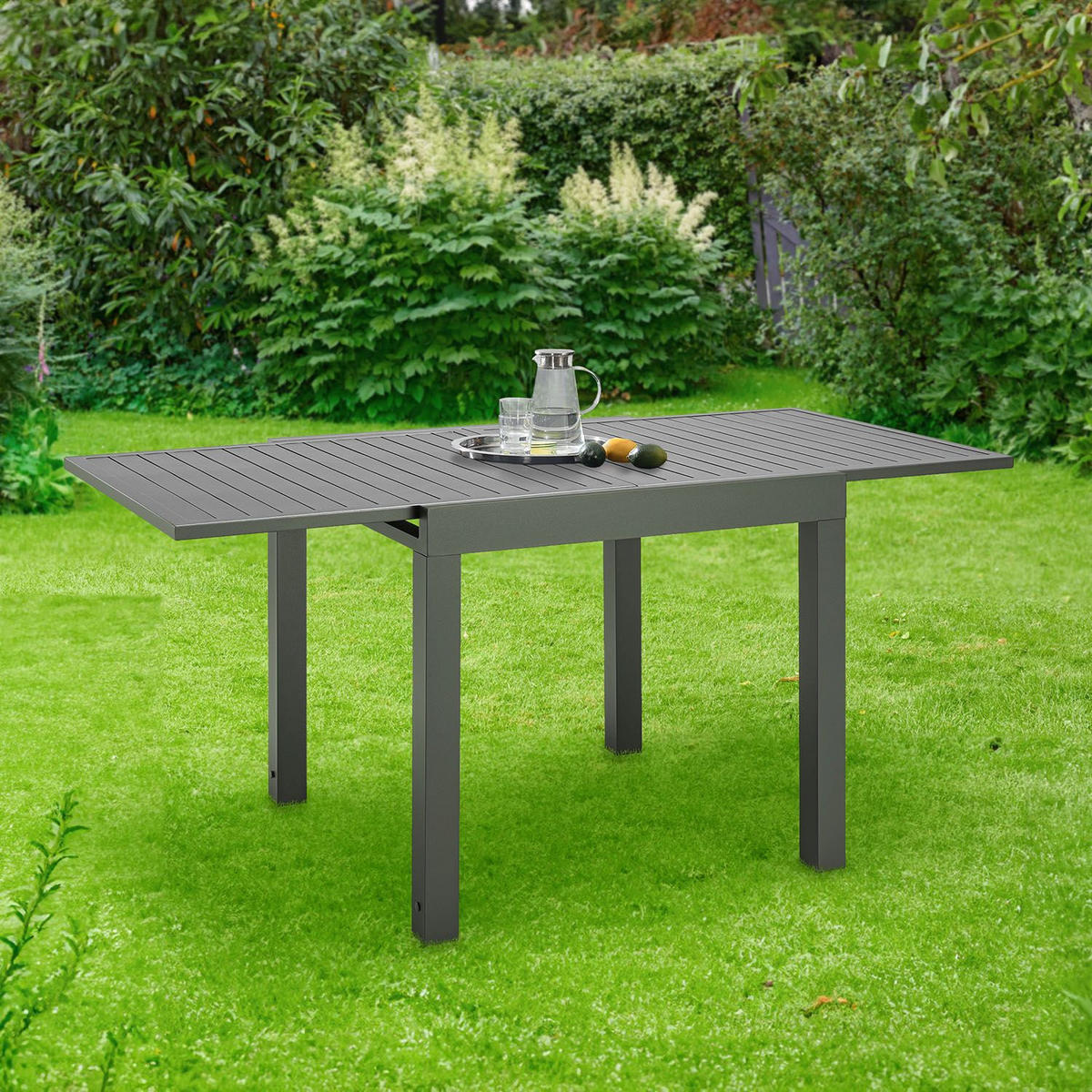 GARTENTISCH Laki grau 80x80x75 cm - Grau, Metall (80/80/75cm) - Juskys