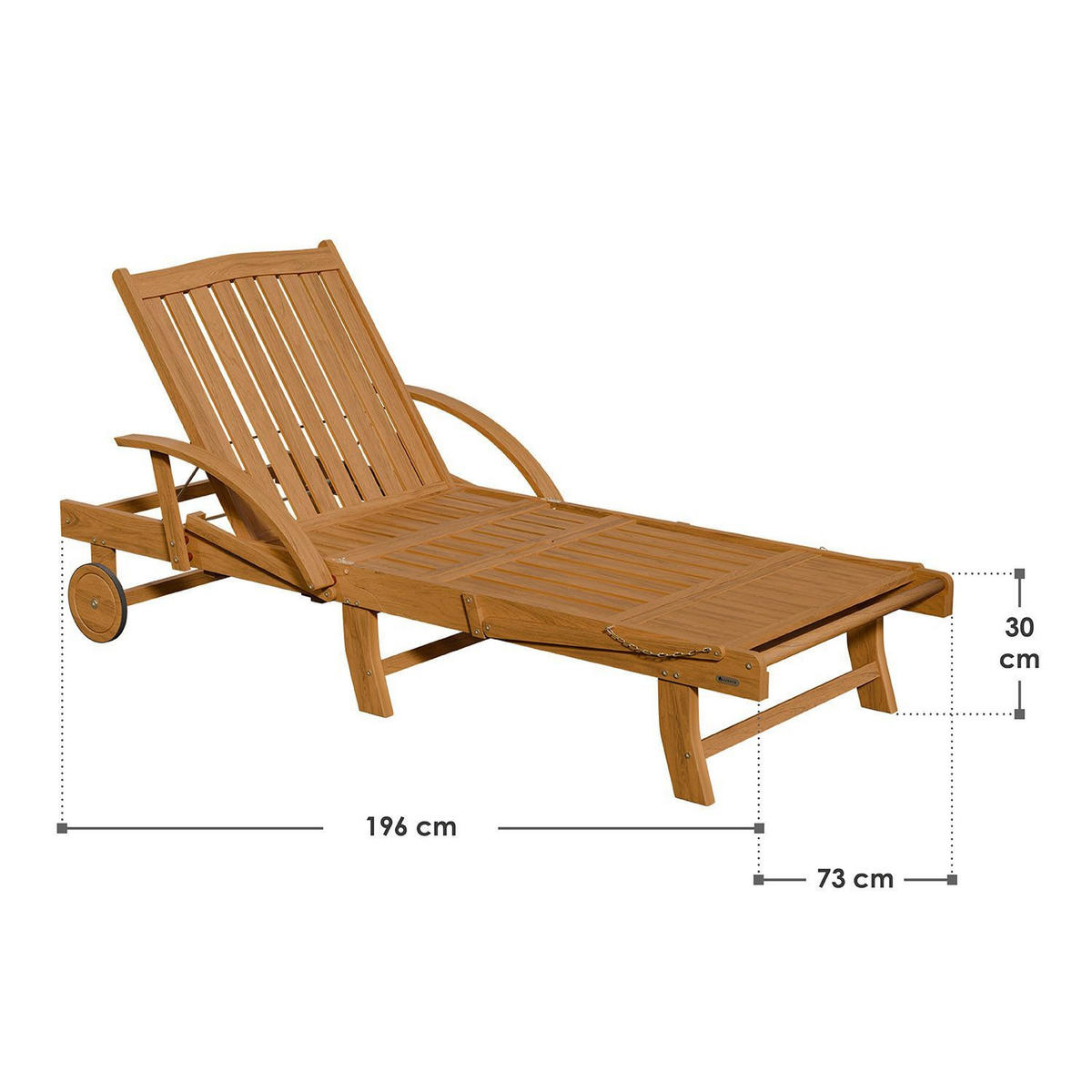 SONNENLIEGE SunScape Akazie mit Tisch 2er Set - Naturfarben, Holz (72.5/30/196cm) - Juskys