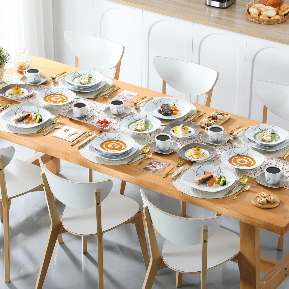 KOMBISERVICE 30-teilig 6 Personen Porzellan Geschirrset - Weiß, Keramik (25/2.5/25cm) - Kaket