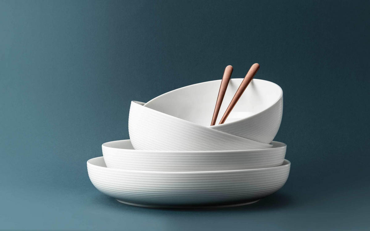 FOODBOWL Beat Color Glaze Weiß 20/25/28 cm 3er Set - Weiß, Keramik (1cm) - Seltmann Weiden