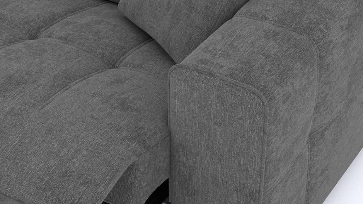 SOFA QUARTZ 3-Sitzer mit 1 Relaxfunktion, dunkelgrau - Dunkelgrau/Silberfarben, Holzwerkstoff/Textil (204/80/102cm) - Courtois Laville