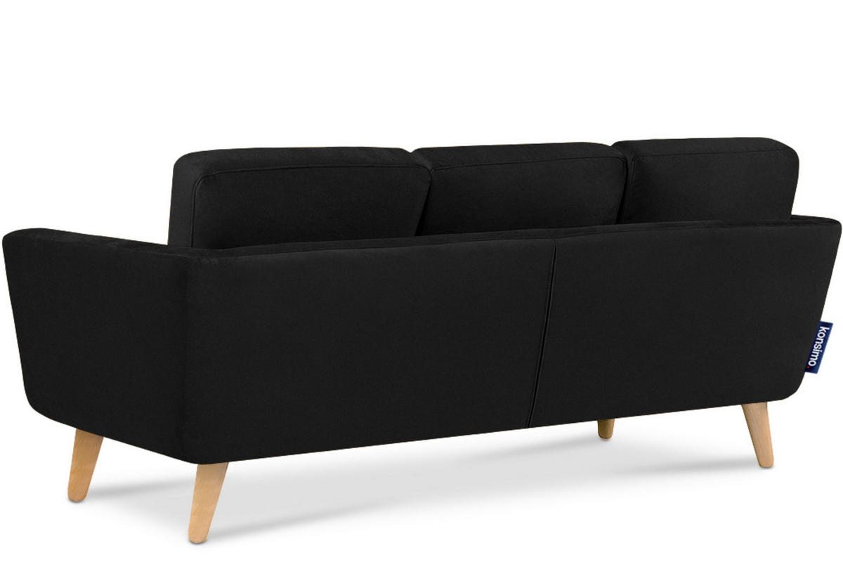 3-SITZER-ECKSOFA-LINKS TAGIO mit Ottomane , Schwarz - Schwarz/Braun, Buchenholz/Textil (190/151cm) - KONSIMO®