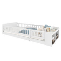 KINDERBETT 90/200 cm aus Kiefernholz und MDF mit offenem Stauraum und öffnbarer Zauntür Weiß - Weiß, Holz (90/200cm) - Modenvie