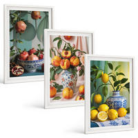 BILDER SET 3er Set - 40x60 cm Weißer Rahmen - Granatäpfel, Pfirsiche, Zitronen - Weiß, Kunststoff (40/60cm) - TULUP