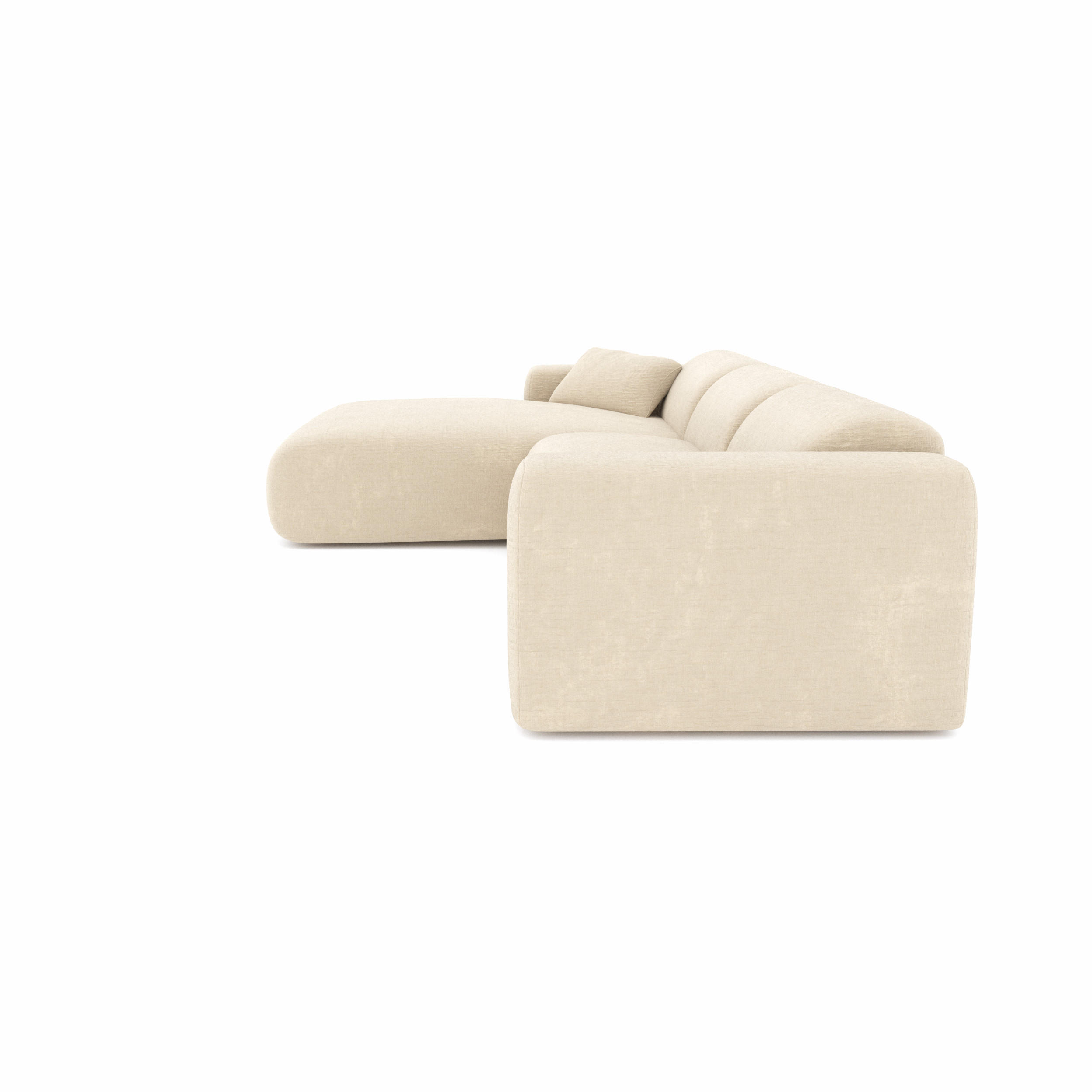 ECKSOFA LINKS Texturierter Samt Creme 280cm - Creme, Textil (95/280cm) - Sia Home