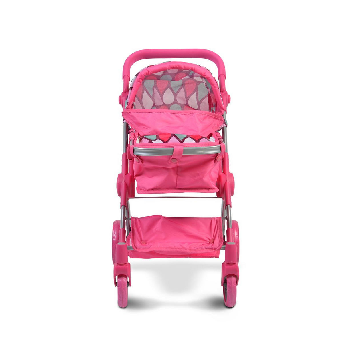 PUPPENBUGGY Vicky 9620 pink Tasche, Schiebegriff höhenverstellbar, Sonnendach, Tragetasche - Rosa, Metall (39/68/62cm) - Moni