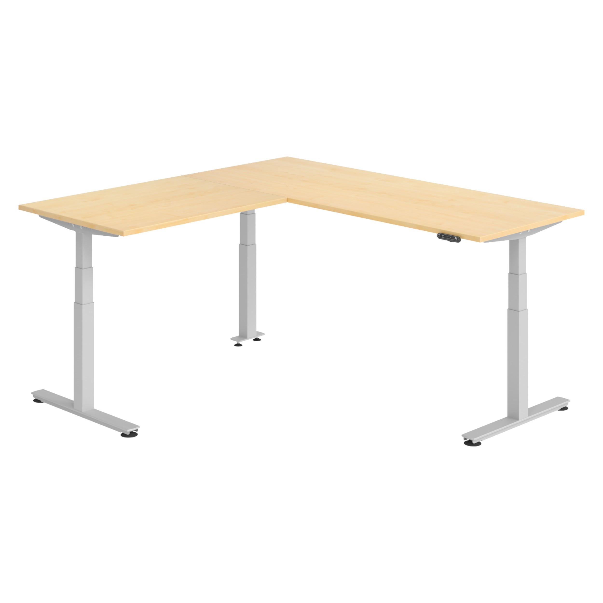 bümö Eckschreibtisch Ahorn, Silber 200x74x200 cm