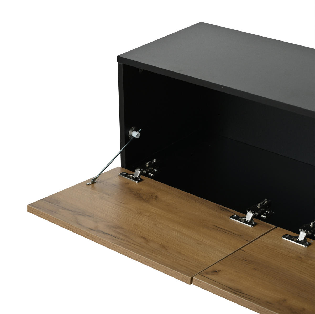 TV-LOWBOARD 180/33,5/45 cm naturfarben-schwarz aus Spanplatte mit Kabeldurchführung - Naturfarben, Holzwerkstoff (180/45/33.5cm) - OKWISH