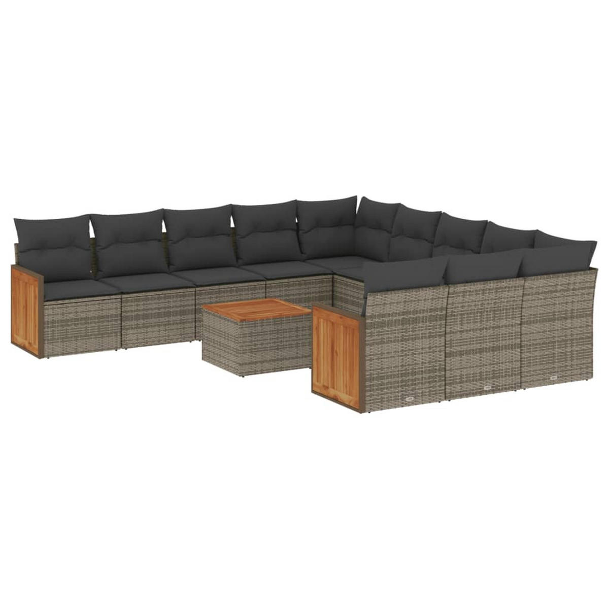 GARTEN-SOFAGARNITUR 12-teilig Mit Kissen Grau Poly Rattan - Grau, Kunststoff - vidaXL