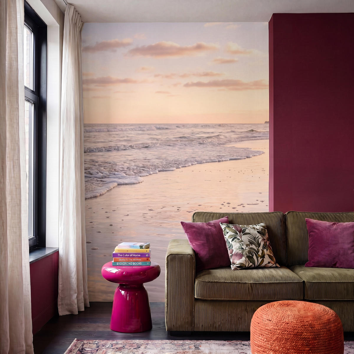 TAPETE - Strand - Brandung - Wolken - 200x300 cm - Hellrosa, Papier (200/300cm) - OnlyWow