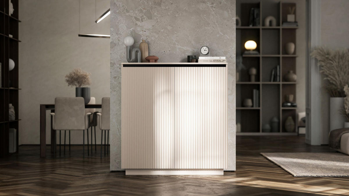 HIGHBOARD Selene 2D Kachmir Matt 111 cm Glamour - Kaschmir, Holzwerkstoff (110.8/118/35cm) - Meble Lindner