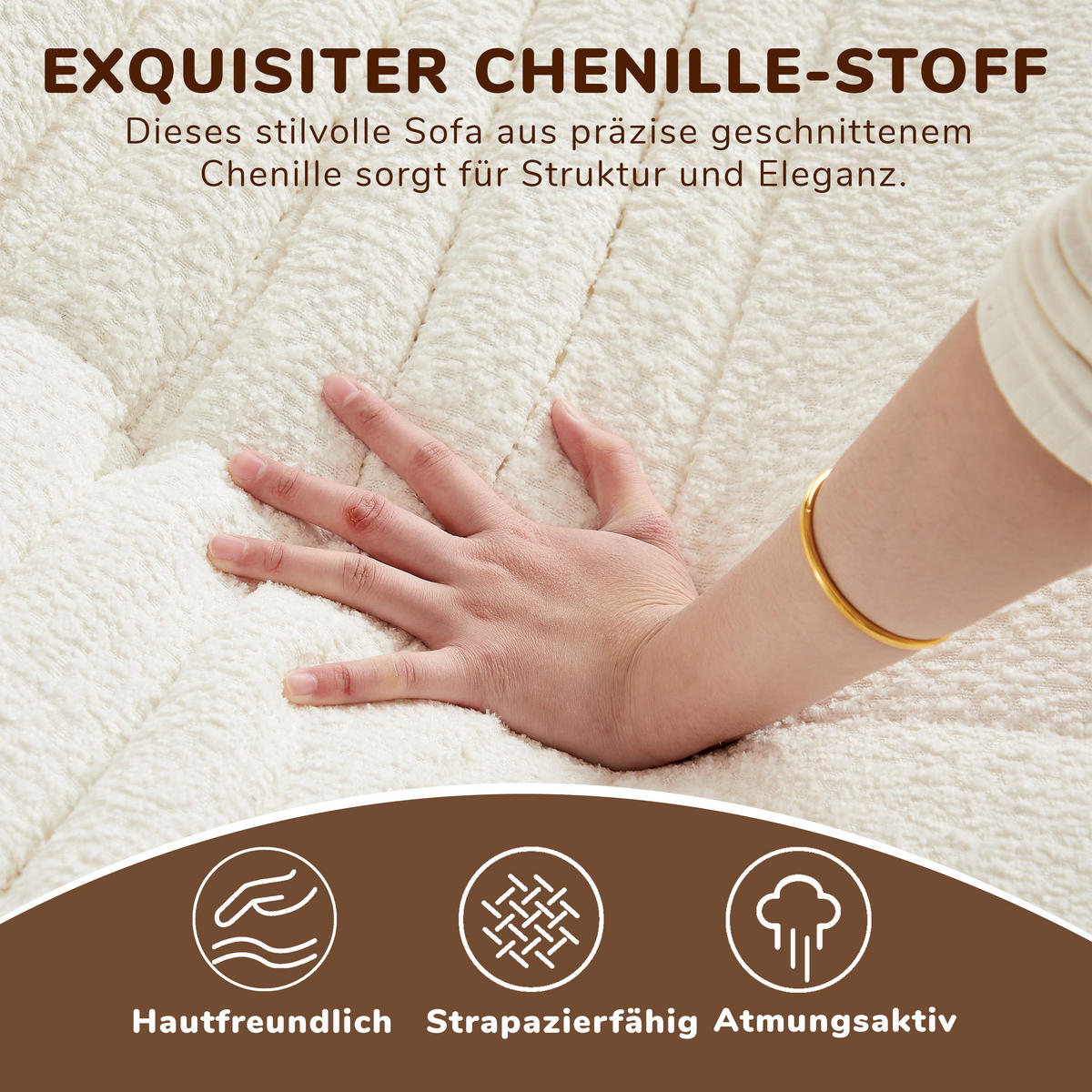 SITZSACK Ergonomischer aus Chenille & Memory-Schaum, Montagefrei - Beige, Textil (94/71/101cm) - Urban Meuble