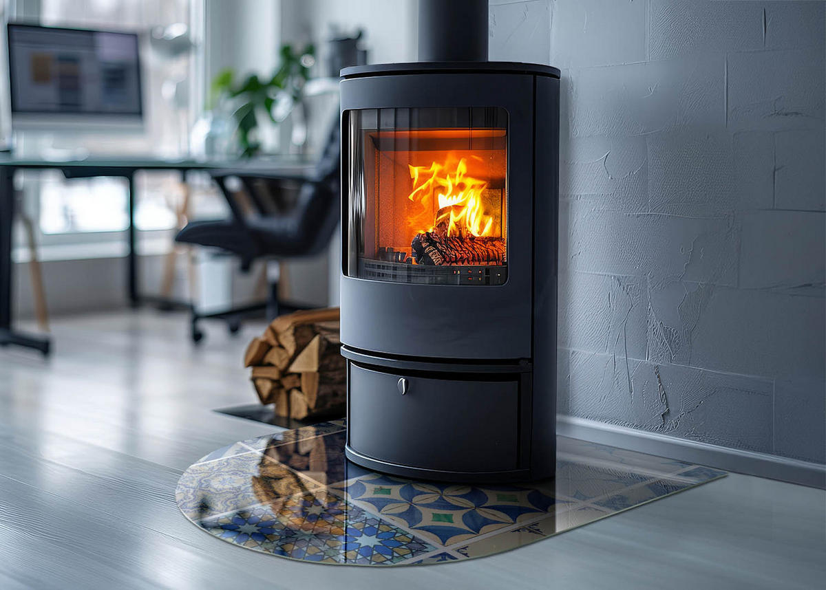 GLASPLATTE für Kamin 80x70 cm Blau - Blau, Glas (80/70/0.4cm) - ArtPrintCave