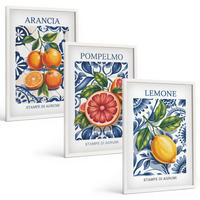 BILDER SET 3er Set - 40x60 cm Weißer Rahmen - Italienische Zitrus-Modeplakate - Weiß, Kunststoff (40/60cm) - TULUP