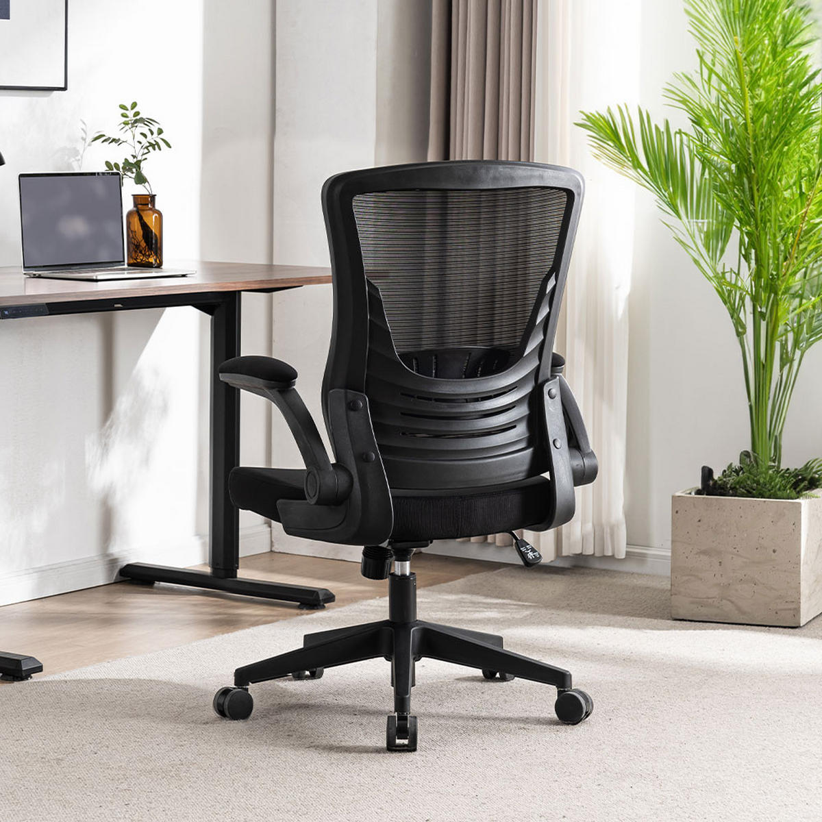 SCHREIBTISCHSTUHL ZELA - Farbe: Schwarz - Schwarz, Textil/Metall (58/107/62cm) - Home Deluxe