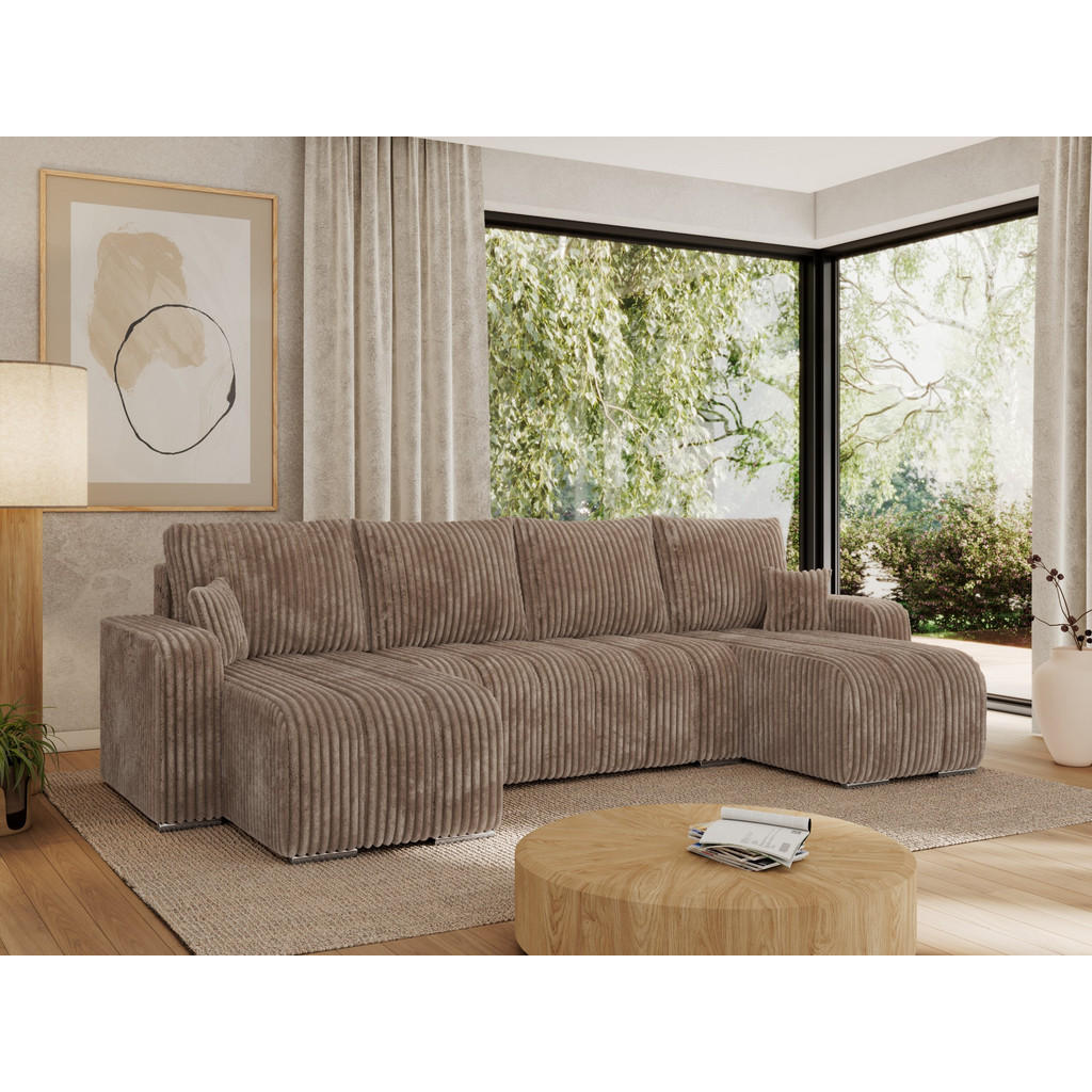 Thumbnail - MKS Wohnlandschaft, Braun, Textil, 5-Sitzer, U-Form, 320x86x147 cm, Wohnzimmer, Sofas & Couches, Wohnlandschaften, Wohnl...
