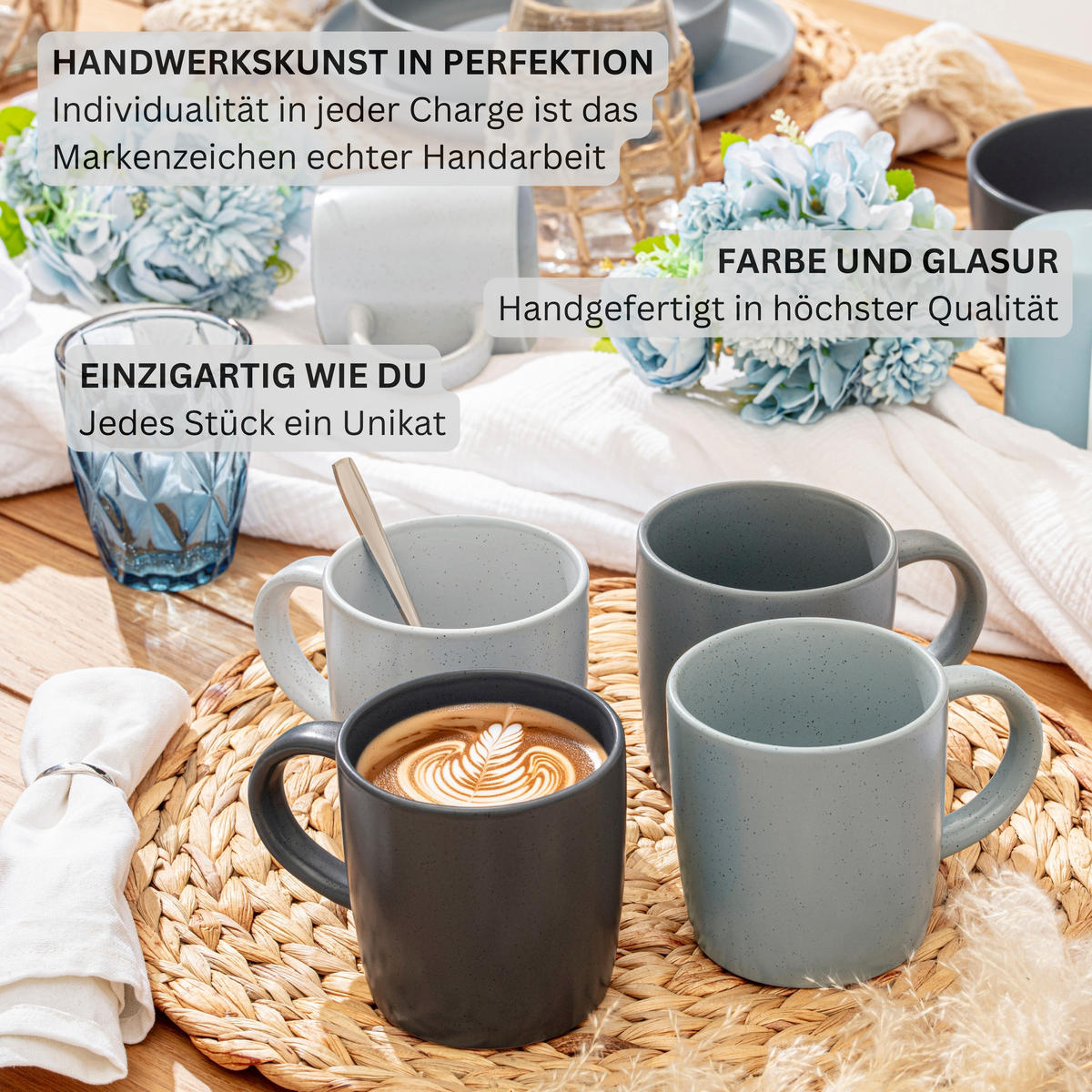 TAFELSERVICE LEEDS - 36 teilig aus Steingut 12 Personen - Multicolor, Stein (50/30/80cm) - Sänger