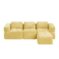 ECKSOFA 271/162/67 cm Gelb mit 1 Fußhocker - Gelb, Textil (271/162cm) - Oxeza