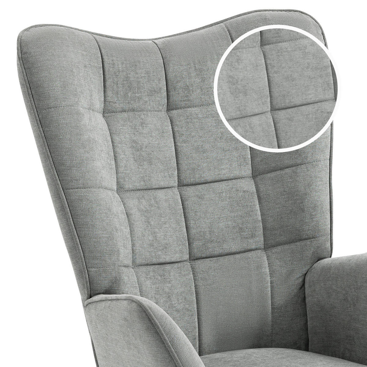 OHRENSESSEL in Webstoff, Beige - Grau, Textil/Metall (66/106/74cm) - Meubles Cosy