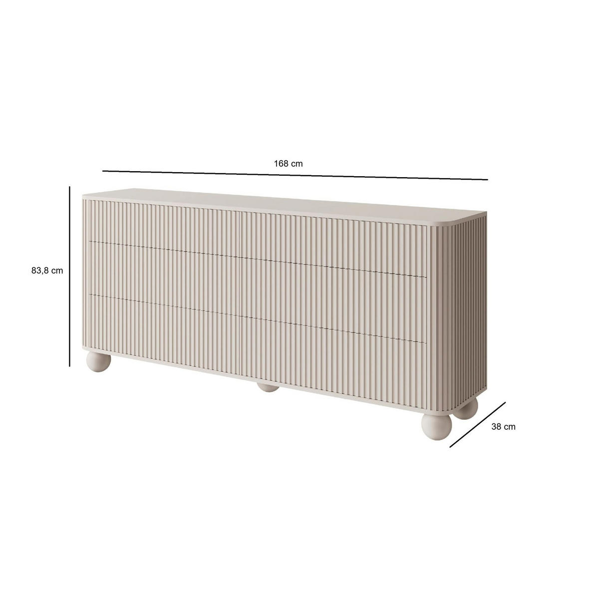KOMODA Arvello greige 168 cm - šedohnědá, dřevo/kompozitní dřevo (168/83.8/38cm) - Selsey
