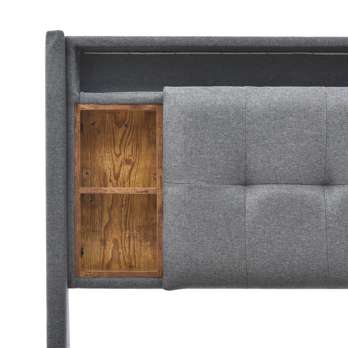 POLSTERBETT 160/200 cm Grau mit Stauraum und USB-Anschlüssen Mit Matratze - Grau, Holz (160/200cm) - OKWISH