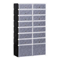 SCHUHSCHRANK, Schwarz + Weiß - Schwarz, Kunststoff (37/160/95cm) - HOMCOM