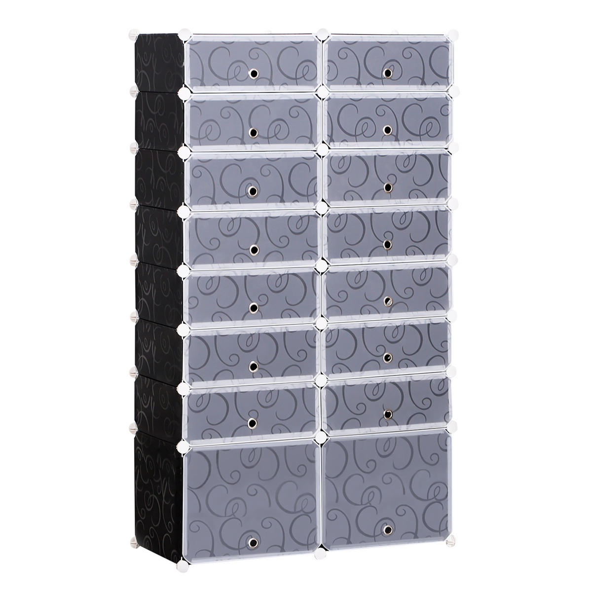 SCHUHSCHRANK, Schwarz + Weiß - Schwarz, Kunststoff (37/160/95cm) - HOMCOM