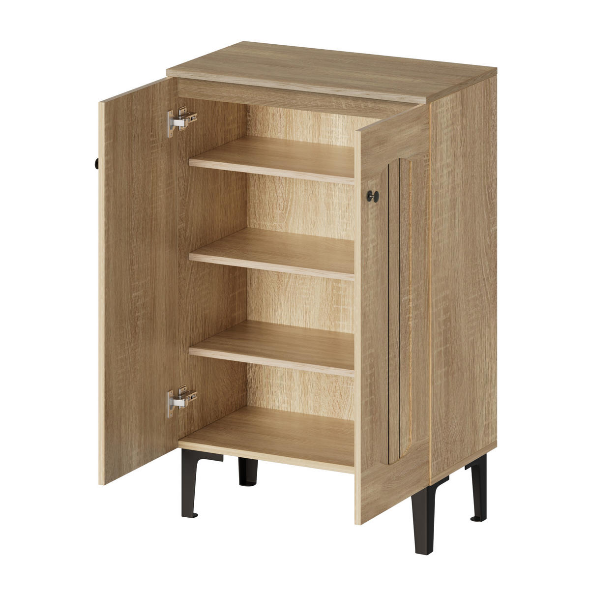 SCHUHSCHRANK aus Spanplatte 60x31,5x95cm in Naturfarben mit Doppeltüren - Naturfarben, Holzwerkstoff (60/95/31.5cm) - Modfu