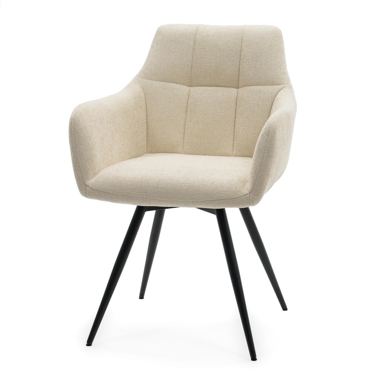 STUHL LUGANO drehbar gepolsterter mit Steppung - creme - Chenille - Creme/Schwarz, Textil/Metall (58/84/59cm) - NEW HOME