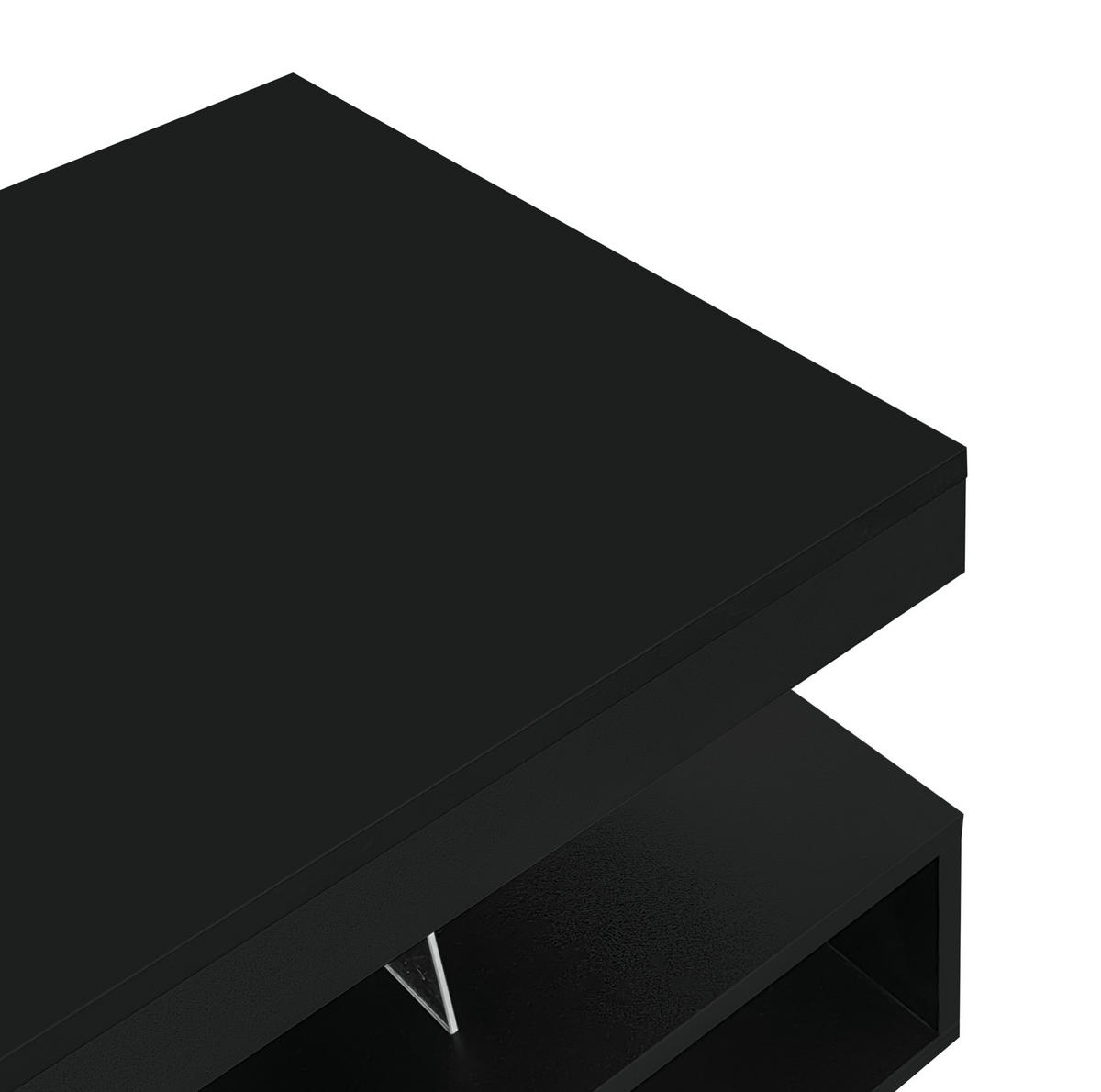 COUCHTISCH 95/50/42,5 cm Schwarz Hochglanz mit LED-Beleuchtung und 2 Schubladen - Schwarz, Holzwerkstoff (95/50/42.5cm) - Flora Grace