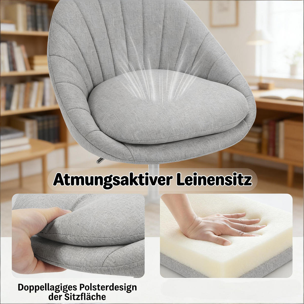 BÜROSTUHL Grau 52/52/82 cm - Grau, Metall (47.5/82/52cm) - PANGIVO