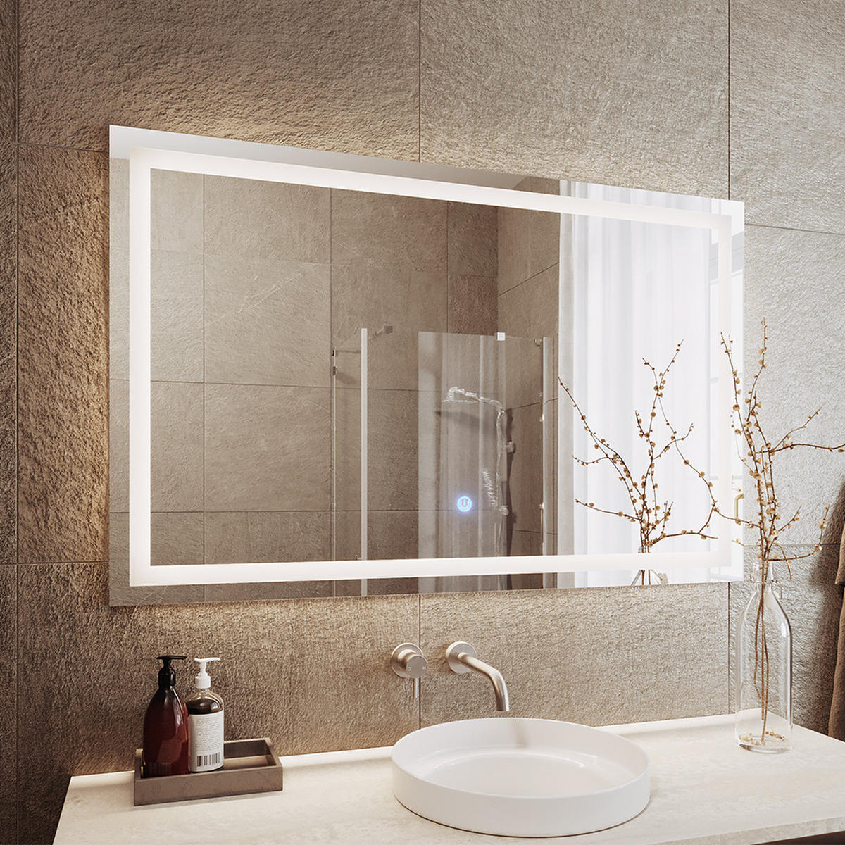 BADEZIMMERSPIEGEL Viola Glas 2.8 x 70 cm mit LED Beleuchtung - Klar, Glas (2.8/70/110cm) - Vicco