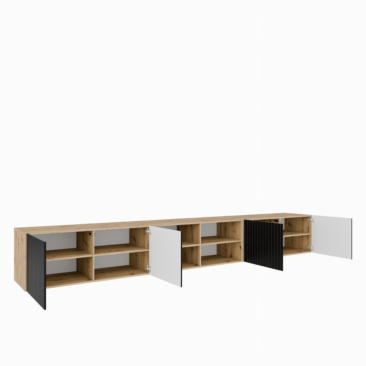 TV-SCHRANK Mio IV 300 cm, viertürig, artisan, schwarz - Schwarz/Eiche Artisan, Kunststoff (300/41/40cm) - Margaret Hadas24