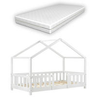 HAUSBETT Treviolo mit Matratze - Weiß, Holz/Textil (70/140cm) - [en.casa]